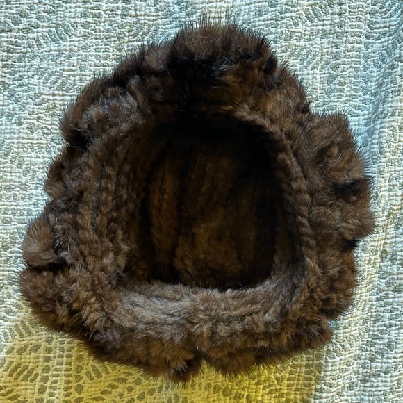 ❄️ GENUINE MINK FUR Knitted Cloche Hat - NWOT - Picture 3 of 4